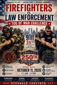 Firefighters vs Law Enforcement Tug of War Challenge October 11 2026 flyer